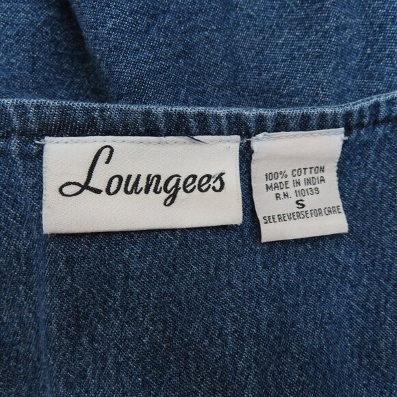 Loungees Womens Small Red Embroidered Flower Chambray House Dress Nightgown PJs - Picture 5 of 8